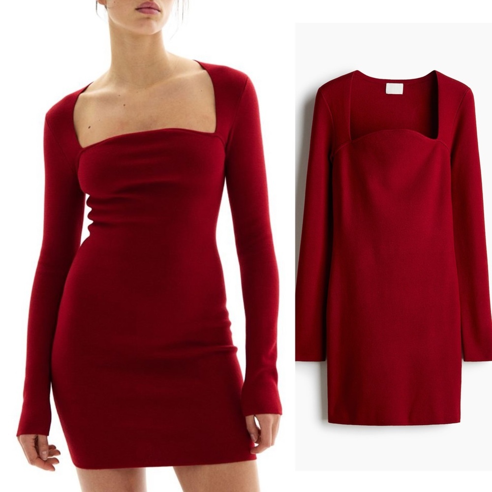 NWT H&M Red Knitted Mini Dress | Size L
